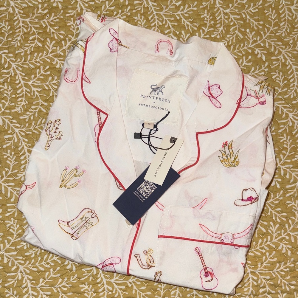Printfresh by Anthropologie Long Sleeve & Pants Cotton Pajama Set